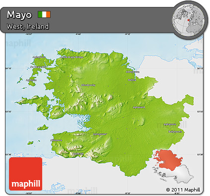 Physical Map of Mayo, single color outside