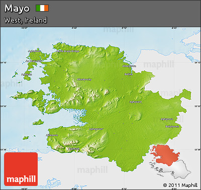 Physical Map of Mayo, single color outside
