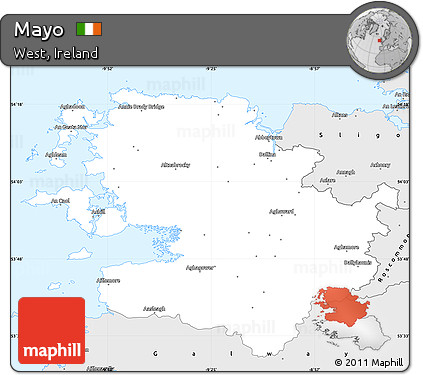 Silver Style Simple Map of Mayo