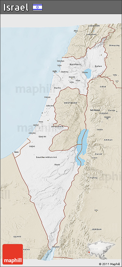 Classic Style 3D Map of Israel