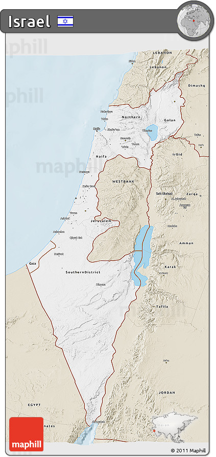 Classic Style 3D Map of Israel