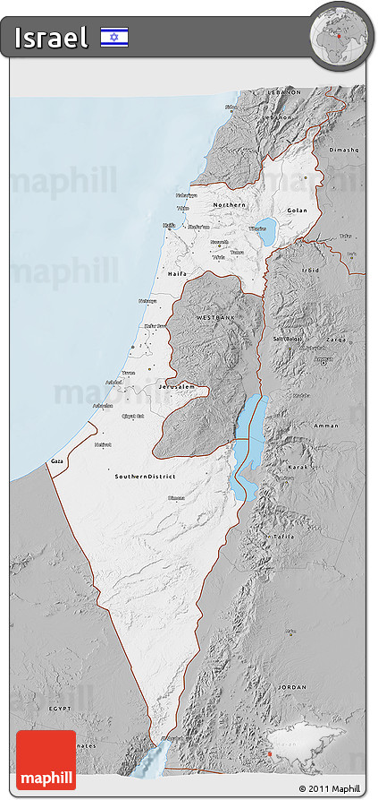 Gray 3D Map of Israel