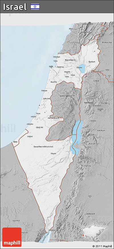 Gray 3D Map of Israel