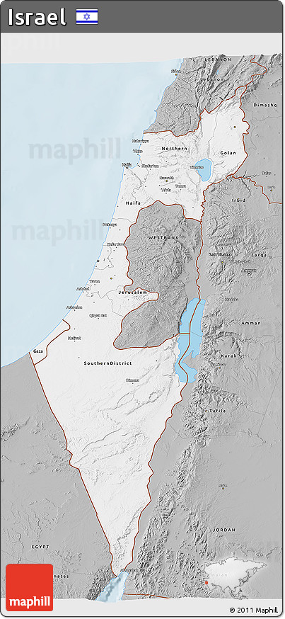 Gray 3D Map of Israel