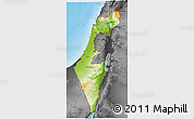 Physical 3D Map of Israel, darken, desaturated, land only