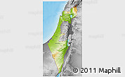 Physical 3D Map of Israel, desaturated, land only
