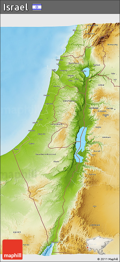 Physical 3D Map of Israel