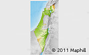 Physical 3D Map of Israel, lighten, desaturated, land only