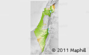 Physical 3D Map of Israel, lighten, desaturated