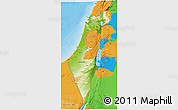 Physical 3D Map of Israel, political outside