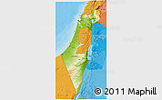 Physical 3D Map of Israel, political shades outside