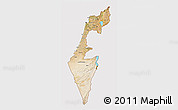 Satellite 3D Map of Israel, cropped outside