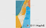 Satellite 3D Map of Israel, political shades outside, satellite sea