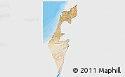 Satellite 3D Map of Israel, single color outside, bathymetry sea, shaded relief sea