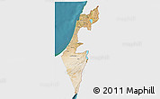 Satellite 3D Map of Israel, single color outside