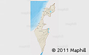 Shaded Relief 3D Map of Israel, single color outside, bathymetry sea, shaded relief sea