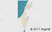 Shaded Relief 3D Map of Israel, single color outside, satellite sea