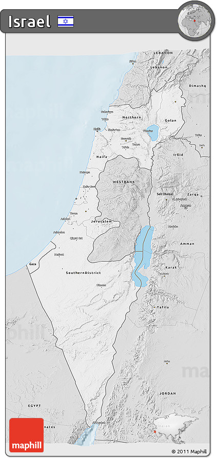 Silver Style 3D Map of Israel