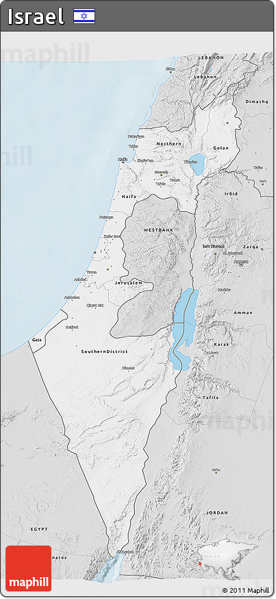 Silver Style 3D Map of Israel