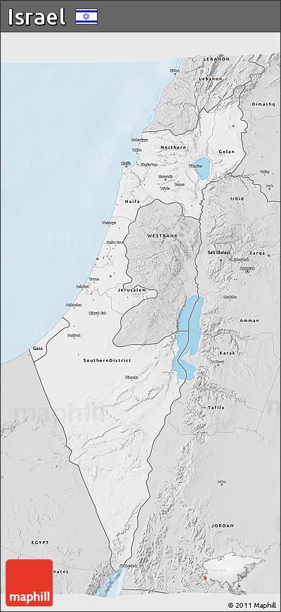 Silver Style 3D Map of Israel
