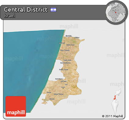 Satellite 3D Map of Central District, single color outside
