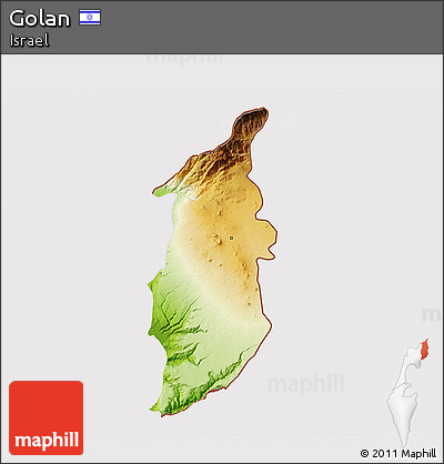 Physical 3D Map of Golan, cropped outside