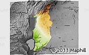 Physical 3D Map of Golan, darken, desaturated