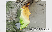 Physical 3D Map of Golan, darken, semi-desaturated