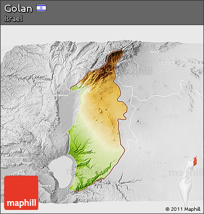 Physical 3D Map of Golan, lighten, desaturated