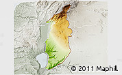 Physical 3D Map of Golan, lighten, semi-desaturated
