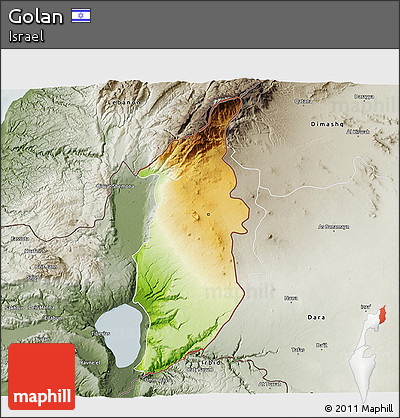 Physical 3D Map of Golan, semi-desaturated