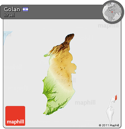 Physical 3D Map of Golan, single color outside