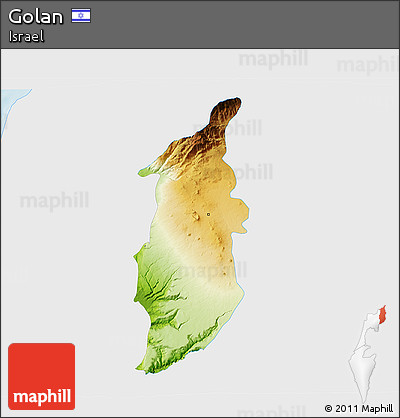 Physical 3D Map of Golan, single color outside