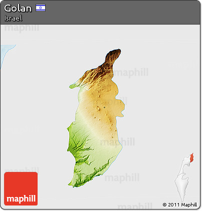 Physical 3D Map of Golan, single color outside