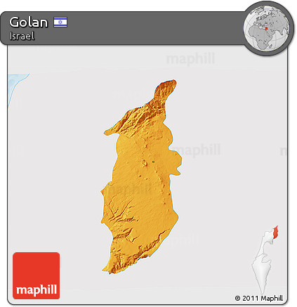 Political 3D Map of Golan, single color outside