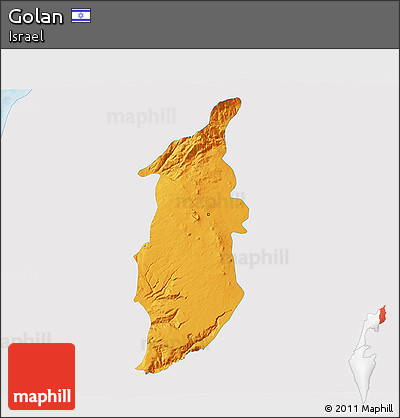 Political 3D Map of Golan, single color outside