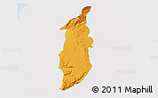 Political 3D Map of Golan, single color outside