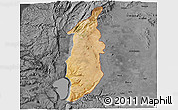 Satellite 3D Map of Golan, darken, desaturated