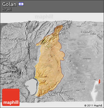 Satellite 3D Map of Golan, desaturated