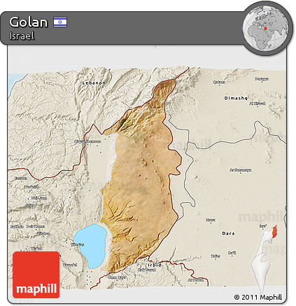 Satellite 3D Map of Golan, shaded relief outside