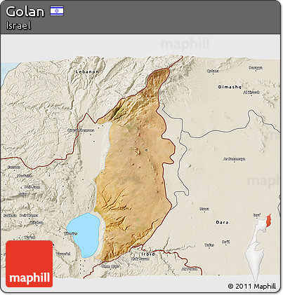 Satellite 3D Map of Golan, shaded relief outside