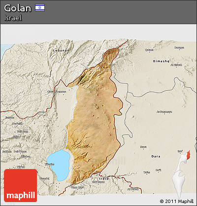 Satellite 3D Map of Golan, shaded relief outside