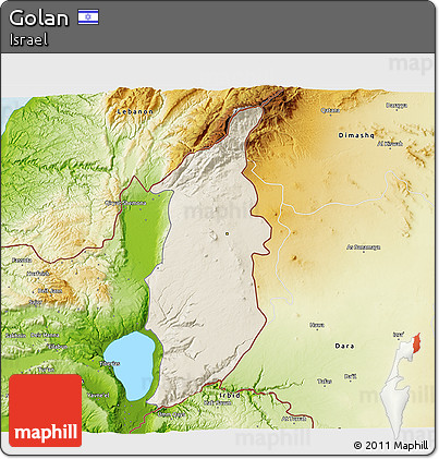 Shaded Relief 3D Map of Golan, physical outside