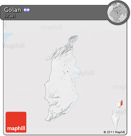 Silver Style 3D Map of Golan, single color outside