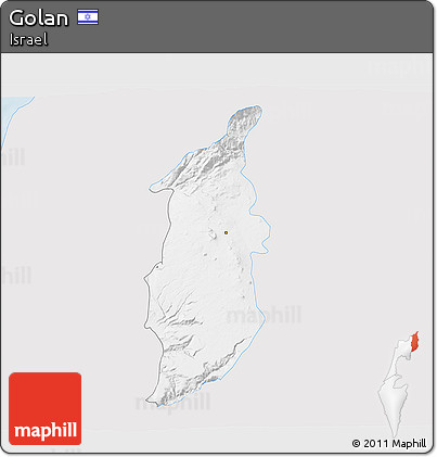Silver Style 3D Map of Golan, single color outside