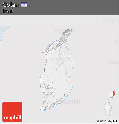 Silver Style 3D Map of Golan, single color outside