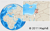 Shaded Relief Location Map of Golan, highlighted country