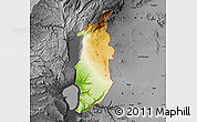 Physical Map of Golan, darken, desaturated