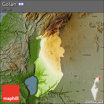 Physical Map of Golan, darken