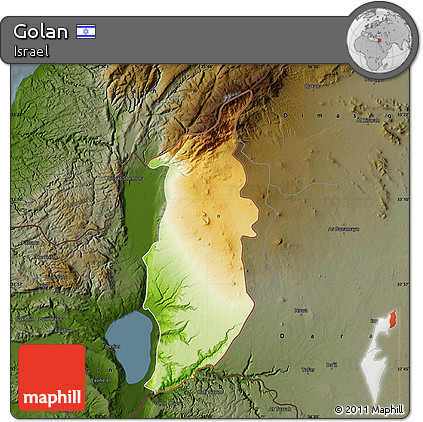 Physical Map of Golan, darken